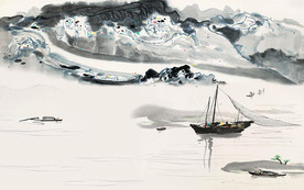 新中式国画山水水墨中式电视背景