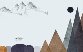 抽象几何山水拼接电视背景墙