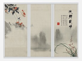 古典水墨山水移门
