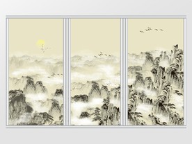 中国风中式手绘意境移门