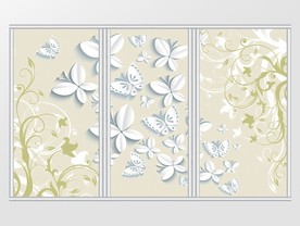 现代简约3D立体蝴蝶花朵移门