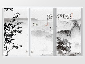 古典风水墨江山移门