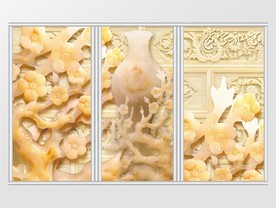 玉雕梅花花瓶背景移门