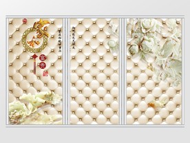 立体玉雕t牡丹移门