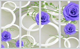3D立体壁画花藤玫瑰移门