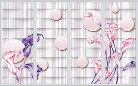 现代简约浪漫百合花移门