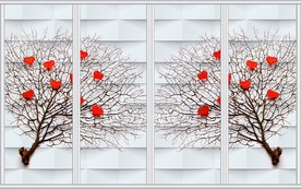 3D立体现代心形树影移门