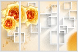 3D玫瑰背景移门