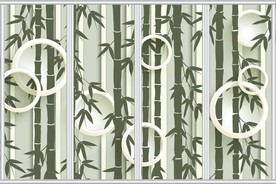 3D手绘文艺竹林移门