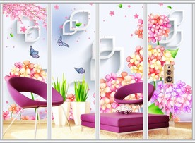 3D蝶恋花移门