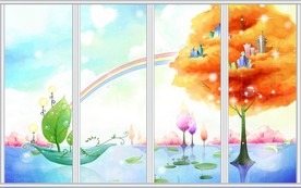 可爱卡通儿童房装修移门