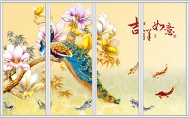 孔雀装饰背景移门