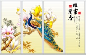孔雀装饰移门