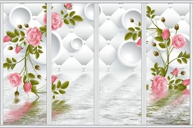 欧式软包玫瑰移门