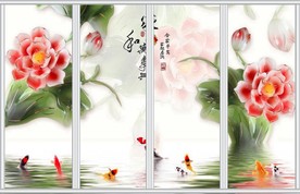 水墨玉雕背景移门