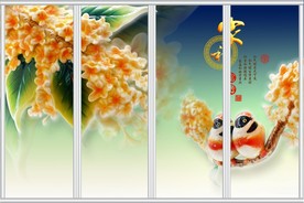 立体花鸟壁画移门