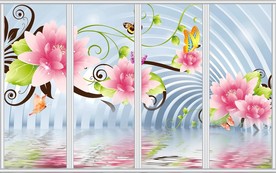 现代简约唯美花朵3D移门