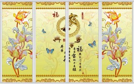 家和万事兴牡丹花移门