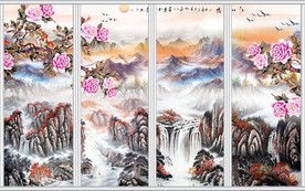 江山多娇水墨国画移门