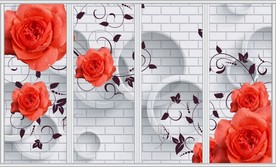 浪漫玫瑰花移门