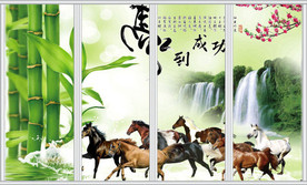 马到成功八骏图移门