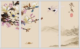 玉兰花中式移门