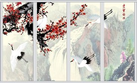 水墨梅花国画移门