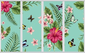 唯美抽象手绘花朵移门