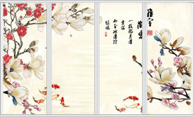 雅室兰香中式壁画移门