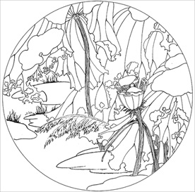 荷花线描 荷花白描 荷花素描