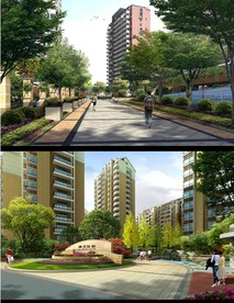 小区绿化建筑效果图