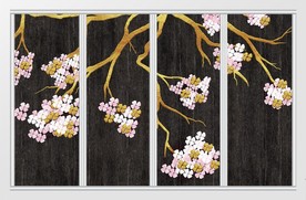 现代简约金色花卉移门