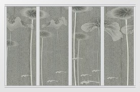 现代简约大气灰色荷花创意移门