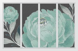 现代清新浮雕花卉移门