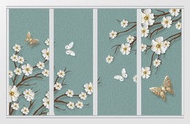 现代简约立体植物移门