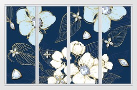 富贵大气珠宝钻石花朵移门