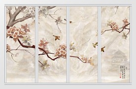 中式水墨山水移门