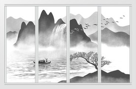 新中式水墨山水移门