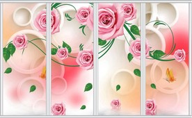 浪漫粉色玫瑰花藤移门