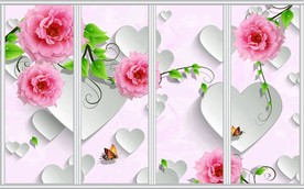浪漫时尚玫瑰花爱心移门