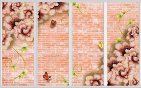 梦幻花朵花卉花藤移门