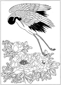 仙鹤线描 仙鹤白描 仙鹤素描