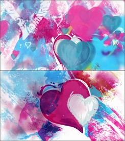 水彩笔刷爱心动态背景