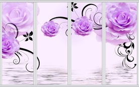 唯美玫瑰花卉移门