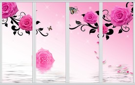 唯美玫瑰花卉移门