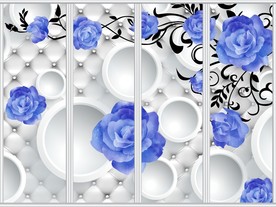 清新蓝玫瑰移门