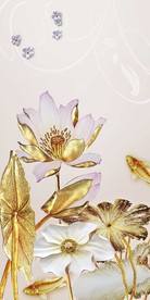 金色莲花荷花玄关装饰画