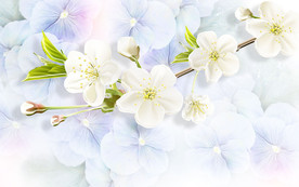 清新花卉电视背景墙