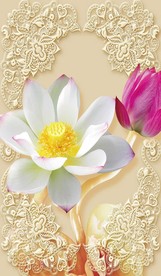 3D荷花玉雕玄关