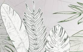 简约抽象树叶电视背景墙